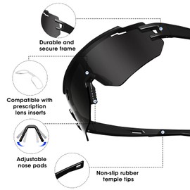 VEWOE Cycling Sunglasses Polarized Baseball Glasses for Men Women, UV400 Sports Sunglasses Softball Running Biking MTB