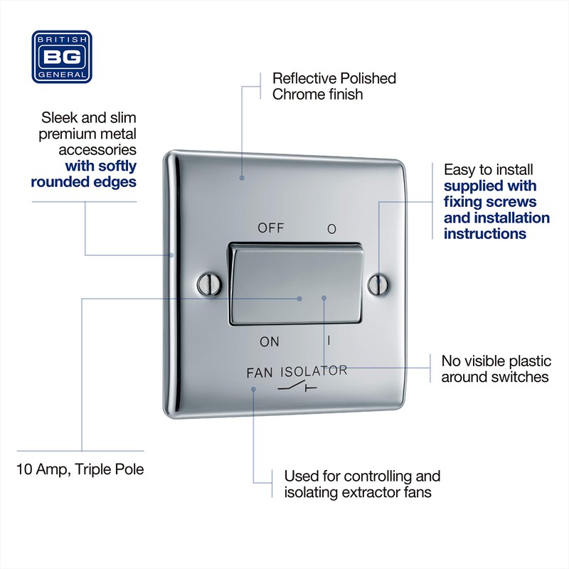 BG Electrical 3-Pole Fan Isolator Switch