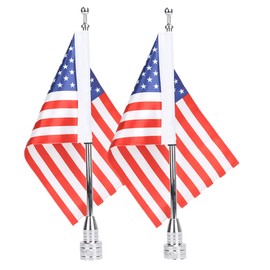 2 Kit of American Flag USA and Motorcycle Flag Pole Mount For Harley Honda Goldwing CB VTX CBR Yamaha Fits 1/2" Round Luggage Rack
