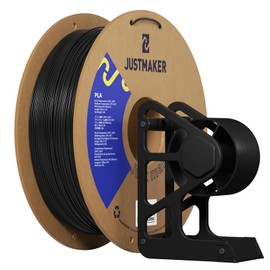 JUSTMAKER PLA 3D Printer Filament, Upgrade Cardboard Spool, Print with Most 3D Printers, Dimensional Accuracy +/-0.03mm, 1.75mm, 1kg, Black