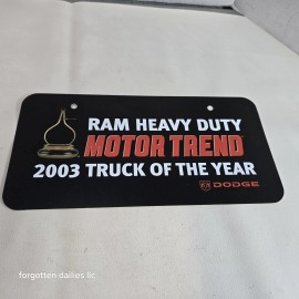 2003 Ram Heavy Duty Motor Trend Truck Of The Year License Plate