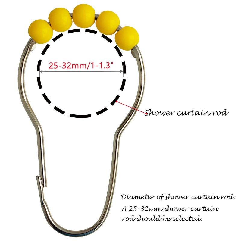 Shower Curtain Hooks Rings Stainless Steel Acrylic Roller Ball Glide
