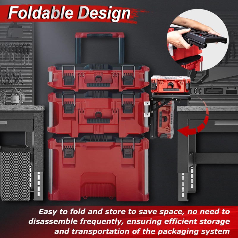 Folding Packout Mount Compatible with Mil.waukee Packout Toolbox Side Storage,
