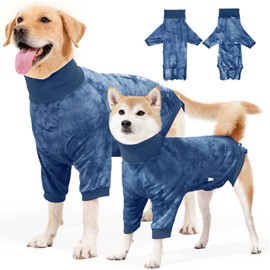 Lukovee Recovery Suit for Dogs - Soft Onesie Dog Surgery Suit for Female Male Dogs, Breathable Dog Surgical Recovery Suit Prevent Licking Spay Cone & E-Collar Alternative(L,Blue)