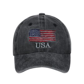 JNGUOSICN Men Women Distressed Baseball Cap Vintage Embroidered USA Flag Denim Trucker Cap Adjustable Sun Hat Snapback Trekking Hat for Sports Hiking Running Traveling,55-58cm