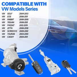 1K0905851B Ignition Switch Lock Cylinder Assembly Fit for 2006-2018 VW Jetta, 2007-2011 Eos, 2004-2011 Golf, 2006-2009 Rabbit with Intelligent Remote Control Key