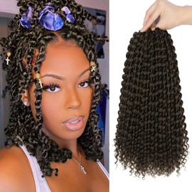 Ubeleco Short Passion Twist Hair,10 Inch Water Wave Crochet Hair For Women 22 Strands/Pack Passion Twist Crochet Hair Bohemian Synthetic Curly Braiding Hair Extensions (10 Inch (Pack of 2), #4)