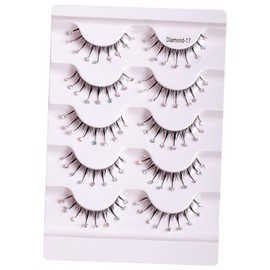 VICASKY 5 Pairs Long False Eyelashes with Rhinestones Decorative for Parties Festivals and Outdoor Activities Eye Catching Eyelash Extensions for Enhanced Glamour and Confidence