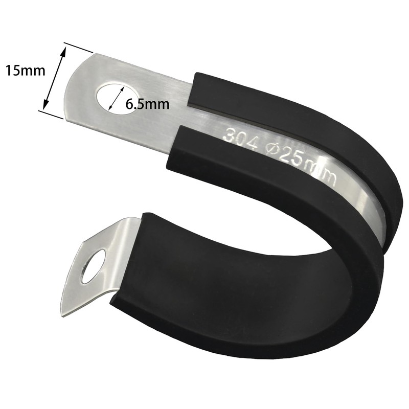 20 PCS Stainless Steel Rubber Cushioned R Shape Clamps,Cable Mounting