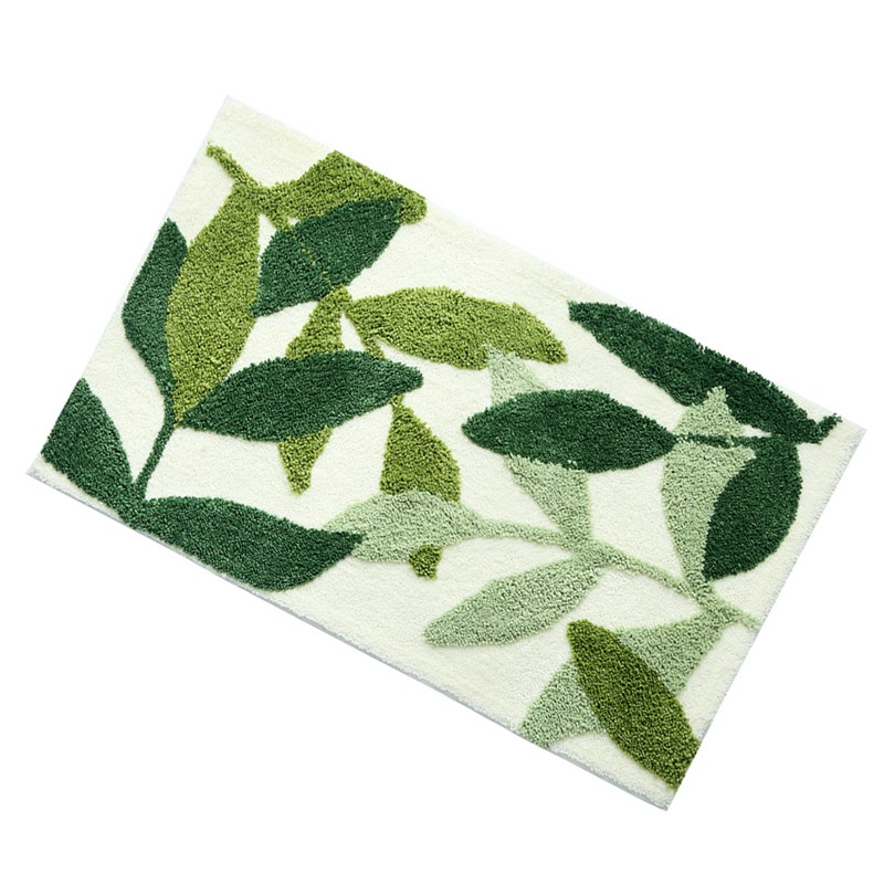 Bathroom Mat Anti Slip Thick Soft Quick Dry Green Polyester