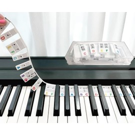 Guide for Beginners: Silicone Piano Keyboard Note Labels, 88-Key Full Size, Removable and Reusable, Includes Storage Box, No Stickers Needed (Colored with Gift Box)