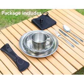 Lafuntar Camping Plate Bowl Cup Cutlery Set for 1, 8-Piece Camping Dinner Set, Camping Crockery Sets for Camping, Travel & Outdoor.