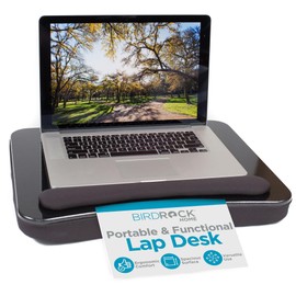 SOFIA + SAM Lap Desk w/Memory Foam Cushion - Large Surface for Crafts, Reading - for Laptops up to 17 inches - Cushioned Tray for Computer, Keyboard, Mouse, Bed, Couch, Chair, Padded Pillow - Black