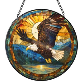 Eagle Stained Glass Window Hanging, Eagle Suncatchers Indoor Windows 7.8 in