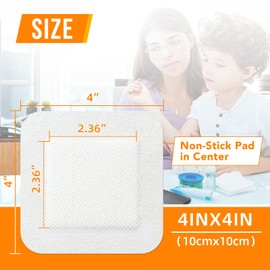 [4''x4''-30count] Carbou Island Dressing Bordered Gauze Sterile Individually Wrapped Gauze Pads,Highly Absorbent Adhesive Dressing Pad,Soft and Breathable Wound Dressing for Wound Care