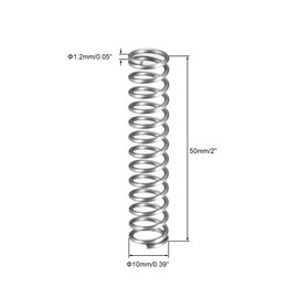 sourcing map Wire Diameter 0.05" , OD 0.39" , Free Length 2" Spring Steel Coil Extended Compressed Spring 10pcs