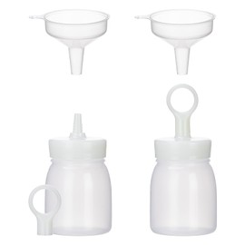 Uceoo Condiment Squeeze Bottles, 2 Pack Squeeze Bottles hanging for Sauce Plastic Squeeze Bottle for Katchup Honey BBQ Chunky Sauces Resin Salsa Crafts Oil 6oz 180ML with 2 Funnels