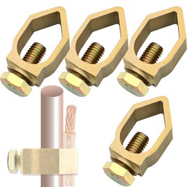 Terixe 4-Pack Copper Grounding Rod Clamp, Grounding Wire Clamp Great for 1/2”- 5/8’’ Grounding Rods, High-Quality Copper Grounding Clips