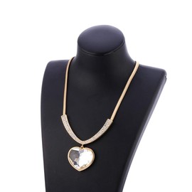 Ouran Crystal Heart Pendant Necklaces for Women,Charm Gold and Silver Long Chain Necklace Great Gift for Girls,Mom,Friends