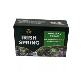 Irish Spring Original Clean 12 Hour Fresh Deodorant Soap With Flaxseed Oil 4.5oz