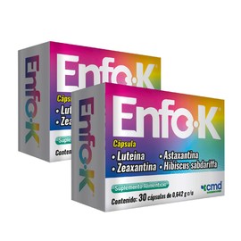 CMD - ENFO-K - Luteina, Zeaxantina, Astaxantina e Hibiscus sabdariffa- Suplemento Alimenticio - 2 cajas con 30 Cápsulas c/u