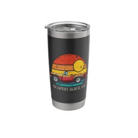 Newport Beach CA Retro Sunset Vintage Style Car Design Stainless Steel Insulated Tumbler