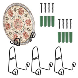 BTSKY 4 Pack 5.5" Metal Plate Display Easel Hanger - Wall Mounted Decorative Plate/Bowl Display Holder, Black, Vertical Display Holder for Plates, Tableware, Tablet, Picture,