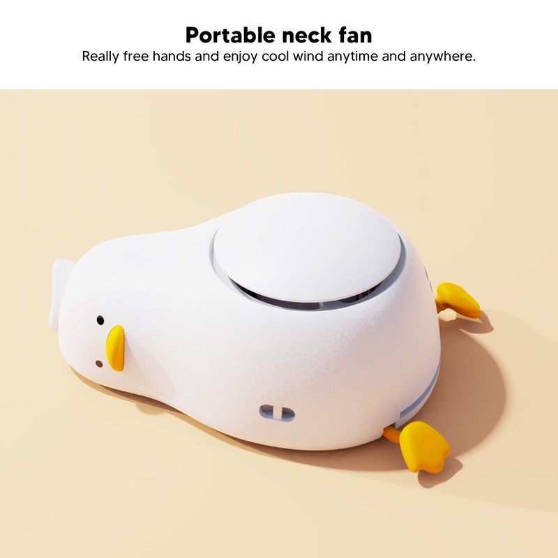 Hanging Neck Fan Adjustable Lanyard Cute Duck Cartoon Shape Hands