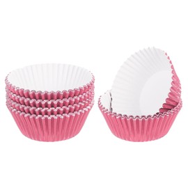 sourcing map 300 Pcs Foil Cupcake Liners, Muffins Metallic Baking Cups Wrappers Standard Greaseproof for Baking Cupcake Wrapper, Rose Gold