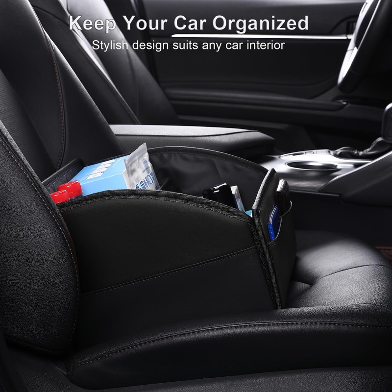 Uplien Car Storage Organizer [2025 UPDATED] Leather Car Caddy Basket