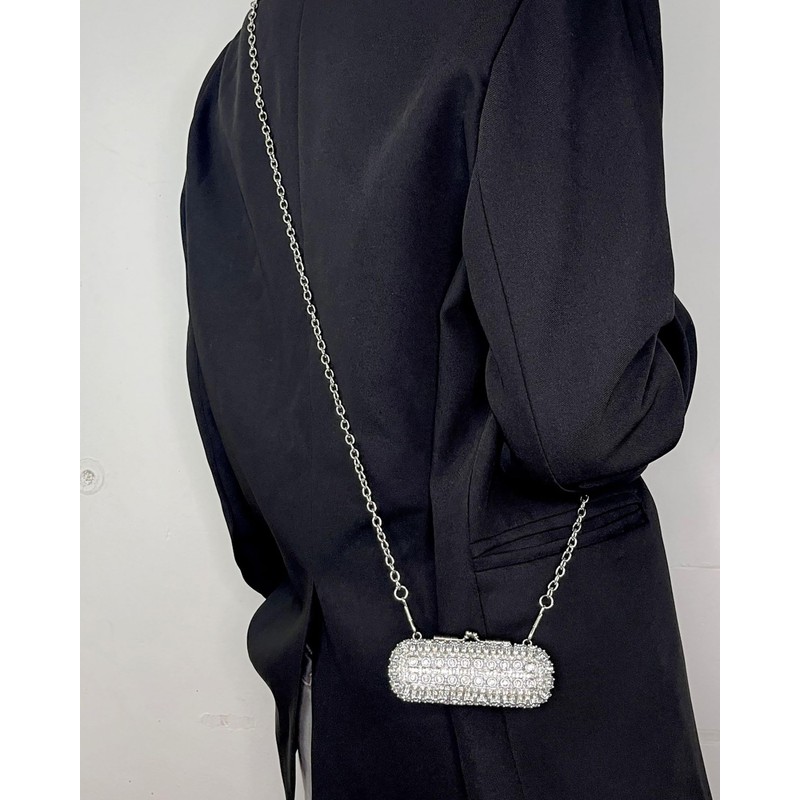 LABANCA Rhinestone Lipstick Case With Mirror Mini Lipstick Crossbody Bag