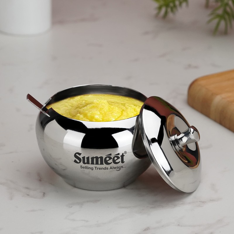 Sumeet Stainless Steel Ghee and Oil Pot, Storage Container with