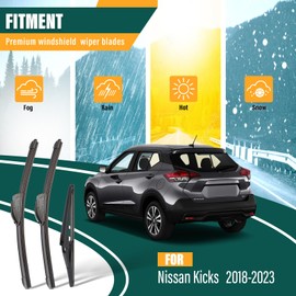 KVQ Windshield Wiper Blades Replacement for Nissan Kicks 2018 2019 2020 2021 2022 2023 Original Factory Quality Front Rear Wiper Blade Set - 26" 16" 12" (Set of 3)