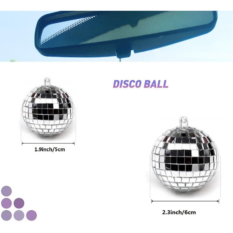 Mirror Disco Ball Hanging Car Accessory - Rear View Mirror