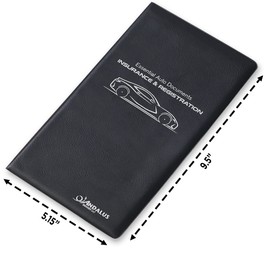 Andalus Auto Registration & Insurance Card Holder Pack of 2, Waterproof Essential Car Registration Holder with Hook & Velcro Closure, Perfect for Every Vehicles Glove Boxes (Black - 9.5" x 5.15")