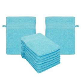 Betz Premium Wash Mitts 10 Pieces – Terry Cloth Face Cleansing – 100% Cotton – Baby Wash Mitt – Turquoise