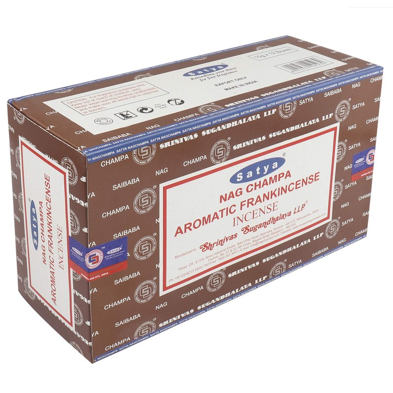 Satya 01344 Aromatic Frankincense Incense Sticks, 12 Packs x 15g,
