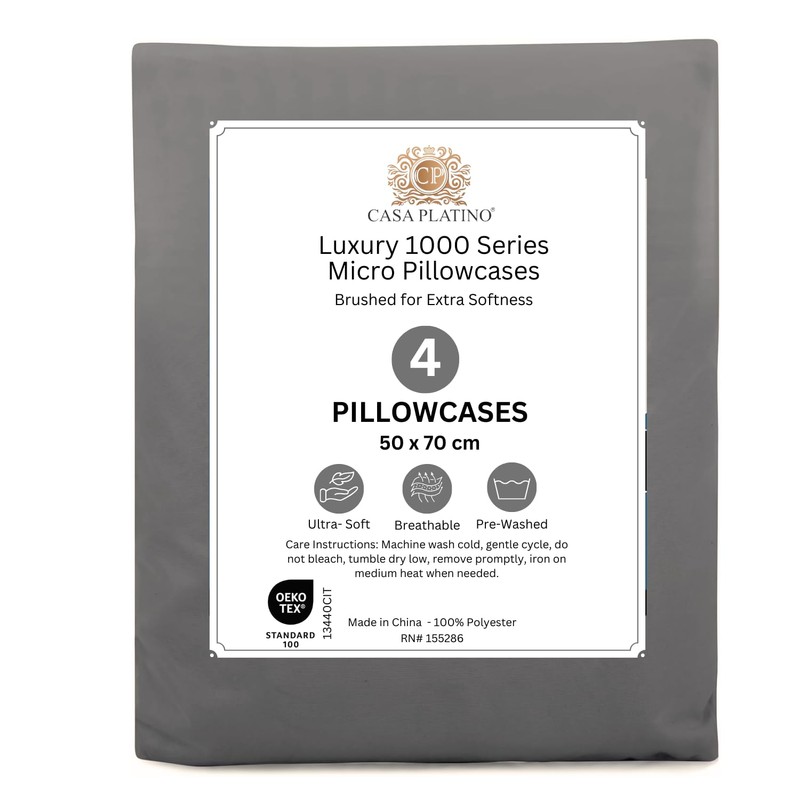 Casa Platino 4 Pack Pillow Cases - Standard Size 50x75