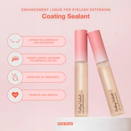 Curacoro 10ML Eyelash Coating Sealant - Professional Protective Topcoat for Long-Lasting Eyelash Extensions, Water-Resistance & Better Retention, Strong, Soft & Silky Lash Extensions