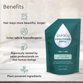 Puracy Conditioner for Fine, Medium, and Color-Treated Hair - Pure Ingredients for Cleaner, Silkier Hair Longer, 98.95% Natural (48 Ounce)