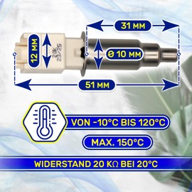 NTC Temperature Sensor for Washing Machine Heating Element Diameter 10 mm -10°/120°C Has the Original Code 482000023297 C00290251 for Indesits MONTERAL
