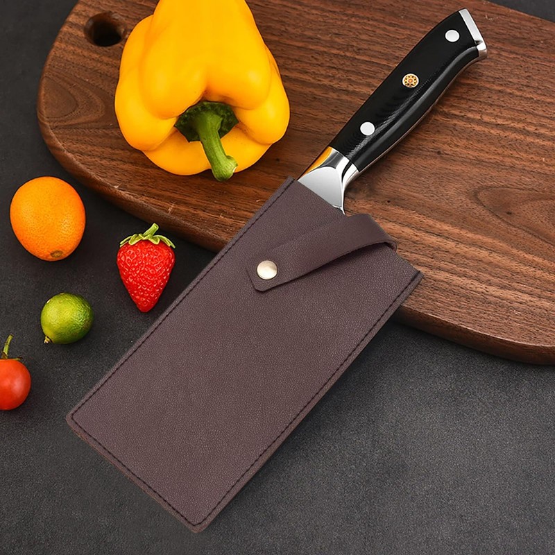 AJFHKJ Durable PU Leather Meat Cleaver Sheath, Heavy Duty Chef