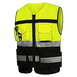 High Visibility Reflective Vests Hi Viz High Vis Visibility Vests, 2 Band Reflective Security Work Contractor Safety Vest Waistcoat Jacket, Outdoor Work Vest Size L-3XL (1 Pack, Yellow, XL)