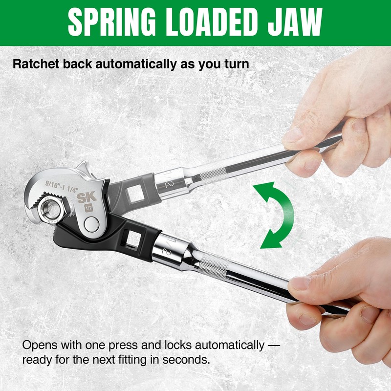 3-Piece Adjustable Crows Foot Wrench Set, 1/4" & 3/8" &