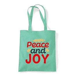 Peace and joy [BCX] tote shopping bag - Mint