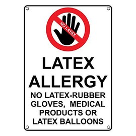 Weatherproof Plastic Vertical Latex Allergy No Latex-Rubber Sign with English Text and Symbol
