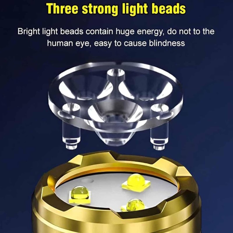 German Three-Eyed Monster Mini Flash Super Power Flashlight, Thumb Flashlight