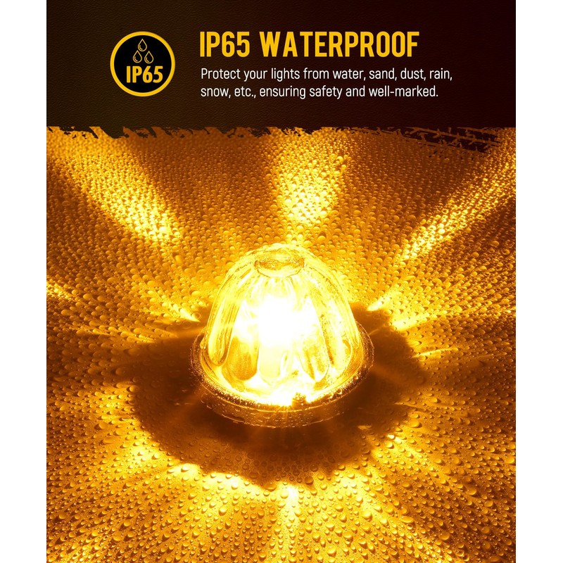 Partsam 2Pcs Dual Color Amber/Green LED Glass Lens Watermelon Lights,