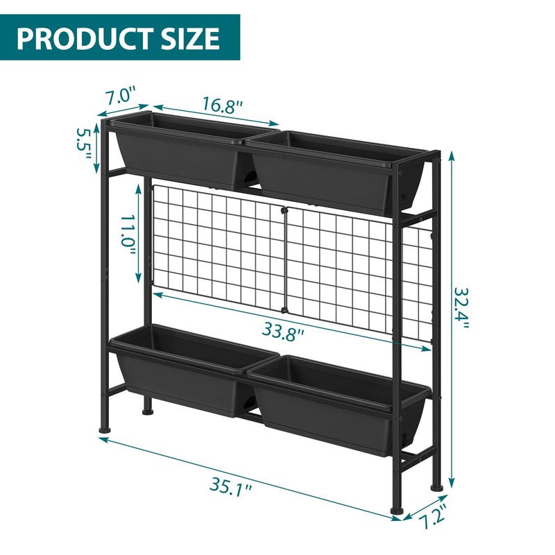 OYEAL Raised Garden Bed with Legs & Trellis, 32" Tall