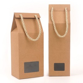 쇼핑맛집2 Box of 10 Vertical Kraft Gift Boxes with Transparent Window and Handle